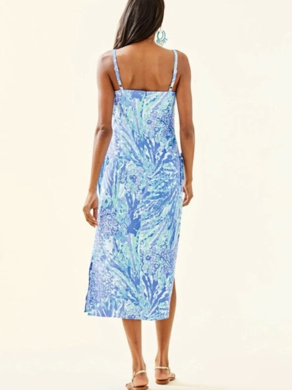 Lilly Pulitzer Laken Romper Midi Dress 4 Blue Haven Hey Hey Soleil Tropical - Picture 3 of 10